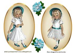 Sweet Girls, Toppers with Turq Roses