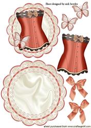 Peach Basque on Lace Rocker Card with Butterflies