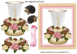Roses with Candle and Little Hedggy's in Iced Shell Frame