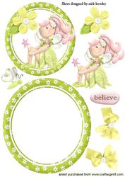 Little Petal Pixie with Butterflies on a Rocker Card