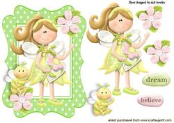 Little Petal Pixie with Bumble Bee and Flowers