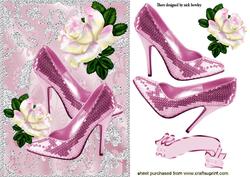 Pink Sparkle Shoes with Rainbow Rose