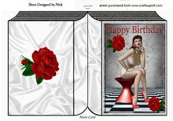 Penny Pin Up 1950's with Red Roses Folded Book