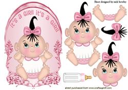 Cute Baby Girl with Her Bottle in Arch Frame