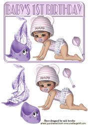 Baby Girls 1st Birthday with Her Blanket and Potty
