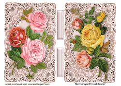Beautiful Rose Toppers on Vintage Lace