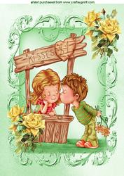 Little Boy Kissing a Little Girl A4