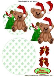 Little Teddy in Santa Hat Rocker Card
