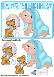 Baby Boy Under His Blanket with Teddy 1st Birthday