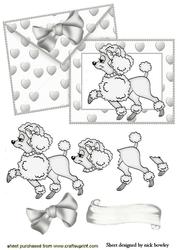 Silver Hearts, Poodle Love on Card & Envelope
