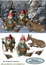 Snow Scene with Gnomes and Animals