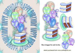 Birthday Cake, with Balloons