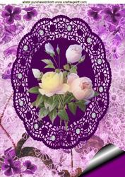 Beautiful Roses on Pretty Lace A4 Topper