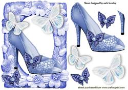 Denim Blue! with Pretty Shoe in Flower Frame