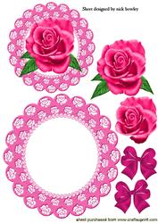 Pretty Pink Rose in Scalloped Lace Rocker Card