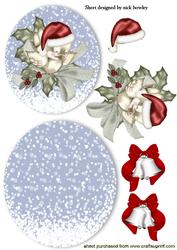 Robin in Santa Hat with Christmas Bells Rocker Card