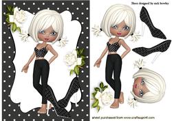 Trendy Girl in Polkadot with White Roses