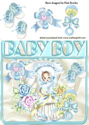 Baby Boy with Shoes and Rattle 8x8