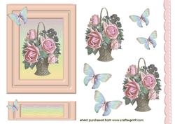 Pretty Basket of Roses in Frame