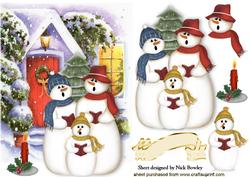 Cottage in Snow, with Singing Snowmen
