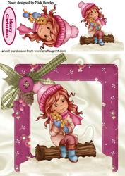 Little Girl All Wrapped Up Cuddling Her Kitty 8x8