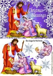 Nativity with Baby Jesus, Joseph & Mary in Purple