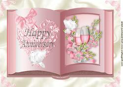 Open Book of Pink Champagne & Flowers A4