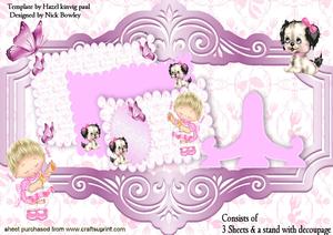 Pretty Floral Scalloped Book with Little Girl and Puppy Kit