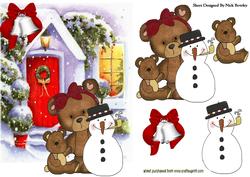 Teddy with Snowman in the Snow