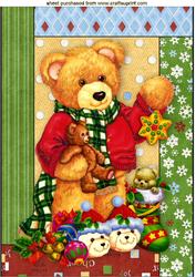 Teddy Bear with Lots of Toys in Tapestry Frame A4