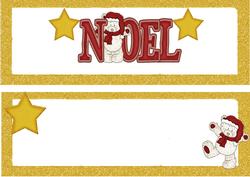 Noel in Gold Glitter Frame with Teddies Insert Dl