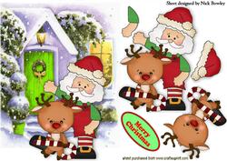 Santa with Reindeer with Candycane