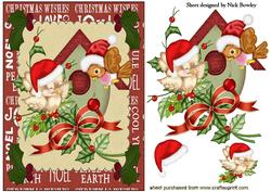 Birdhouse with Robins and Holly