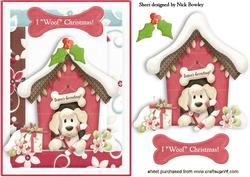 I "woof" Christmas, Cute Puppy in Kennel