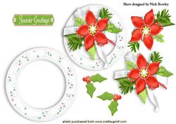 Christmas Flowers with Holly on Rocker Card