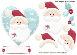 Lovely Santa on a Heart with Holly