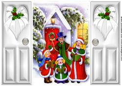 Vintage Carol Singers in Snow Scene Gatefold