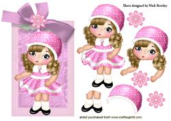 Pretty Little Girl in Pink, on Tag with Bow