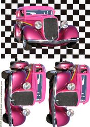 Vintage Pink Car on Black/white Background