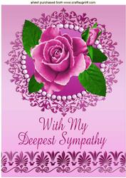 With Sympathy Painted Pink Roses in Pearl Frame A4