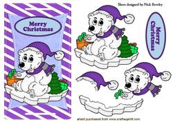 Polar Bear in Purple on Ice on a Stripe Tag