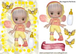 Faerie Baby with Butterflies in Yellow Bubbles Frame
