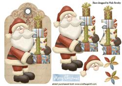 Santa with Lots of Pressies on a Tag