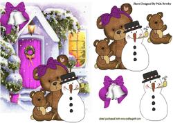Christmas Snowman & Friends in Th Snow