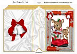 Cute Deer with Santa Boot & Candy Cane Folded Book
