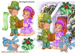 Vintage Couple with Little Bear, Outside Cottage with Bell