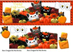 Boo! Kitties Hiding Behind Pumpkins Dl