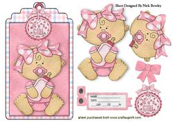 I'ts a Girl! Cute Felt Baby Girl on Tag