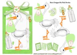 Cute Baby Boy/girl with Stork on a Tag