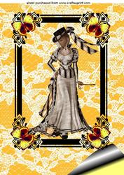 Elegant Ladie with Butterflies A4 Topper